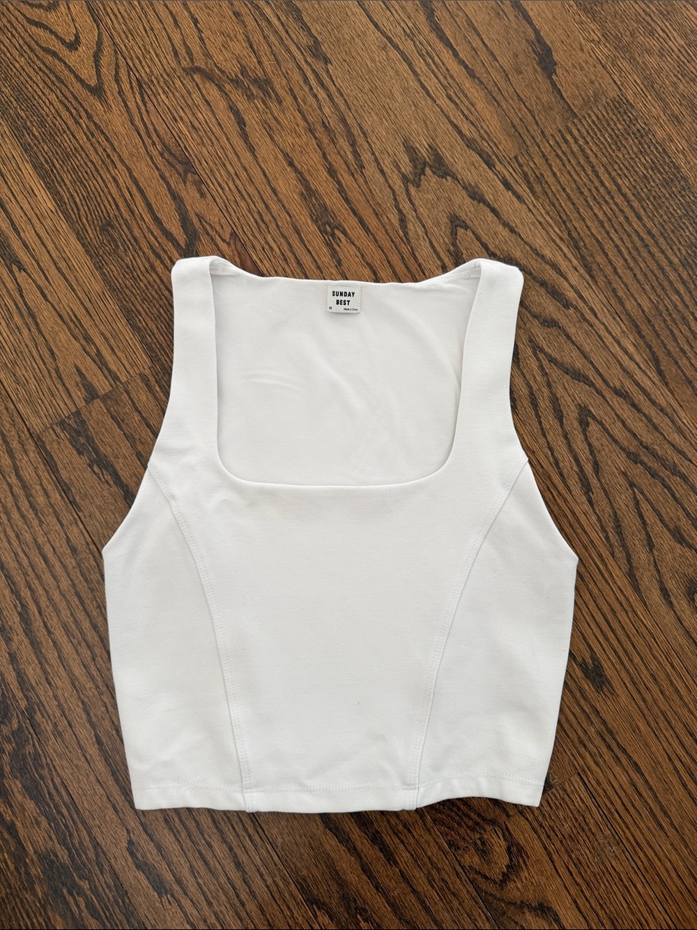 Aritzia White Square Neck Ribbed Tank Top